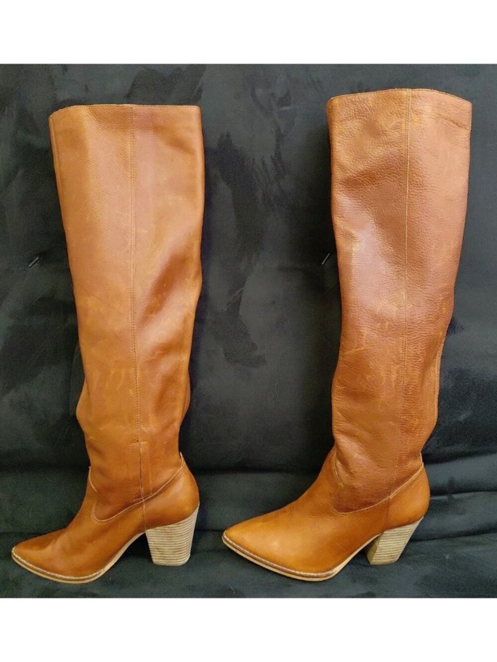 LUCKY BRAND Azoola Whiskey Tall Knee High Leather Boots Shoes Size US 6.5